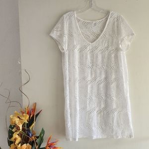 Alexa & Stella White Crocheted Size 1X Beach Cover-up Top